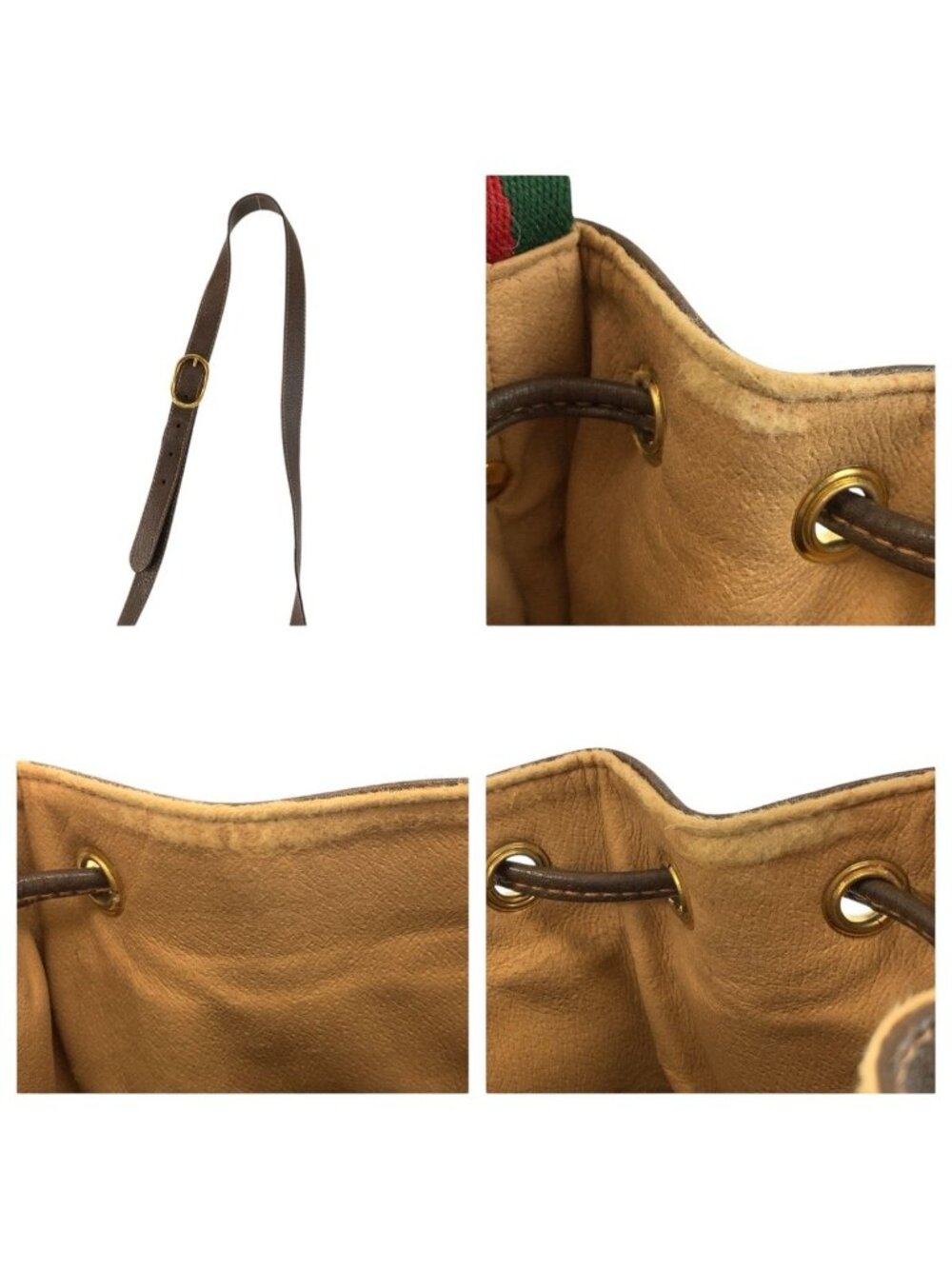 Gucci Vintage Sherry Line Beige Brown GG Supreme Canvas Shoulder Bag - Picture 6 of 9